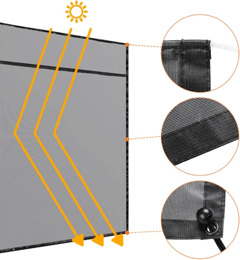 LOSTAR RV Fabric Replacement Screen with Zipper 8'x 13', Universal Mesh Awning Sunscreen Kit for Camper Trailor Motorhome Outdoor UV Blocker - Black - Image 2